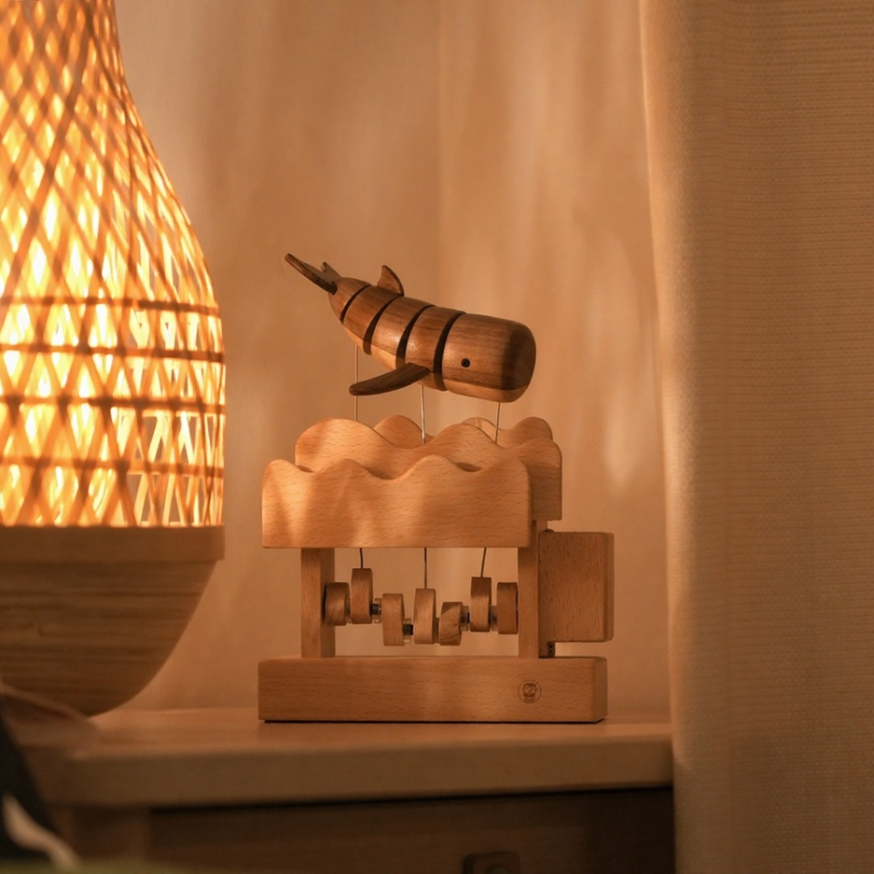 Wooden mechanical whale